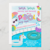 スプラッシュプールパーティー誕生日バッシュ、兄弟姉妹。 招待状 (正面/裏面)