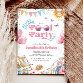 スプラッシュプールパーティー誕生日招待状 招待状