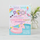 スプラッシュプールパーティー誕生日招待状。 招待状 (スタンド正面)