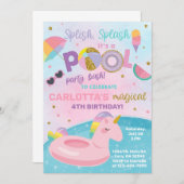 スプラッシュプールパーティー誕生日招待状。 招待状 (正面/裏面)