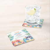 スプラッシュプールパーティー誕生日 スクエアペーパーコースター (インサイチュ)