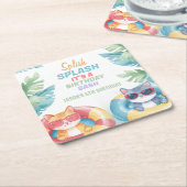 スプラッシュプールパーティー誕生日 スクエアペーパーコースター (アングル)