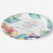 スプラッシュプールパーティー誕生日 ペーパープレート (アングル)