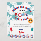 スプラッシュプール誕生日パーティーサンキューカード サンキューカード (正面/裏面)