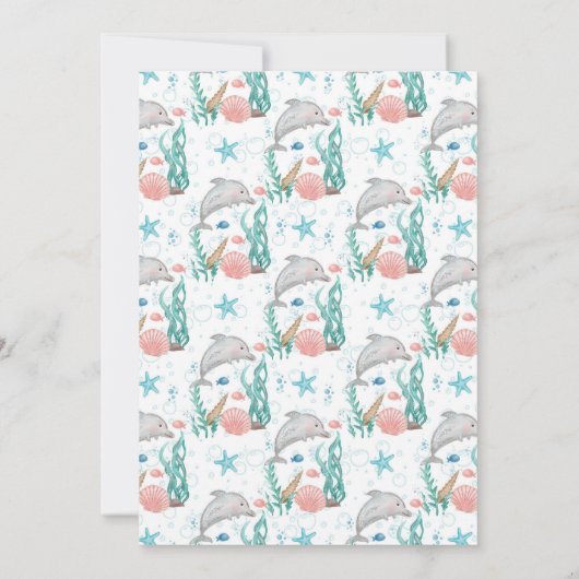 スプラッシュベビーバッシュ海魚の赤ちゃんシャワー 招待状 (裏面)