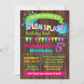 スプラッシュホットピンクの誕生日の夏のバッシュパーティー 招待状 (正面)