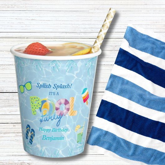 スプラッシュボーイズ誕生日スイミングプールパーティー 紙コップ