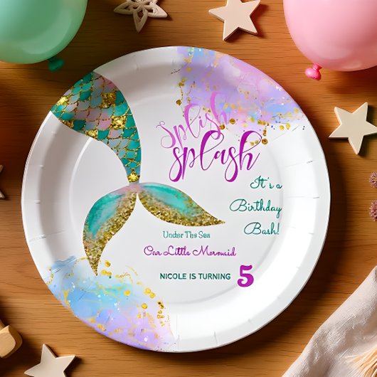 スプラッシュマーメイドの誕生日バッシュ ペーパープレート
