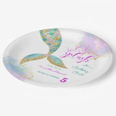 スプラッシュマーメイドの誕生日バッシュ ペーパープレート (アングル)
