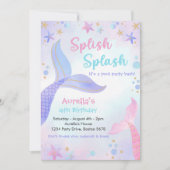 スプラッシュマーメイドガール4th誕生日パーティー 招待状 (正面)