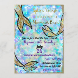 スプラッシュマーメイドバッシュプールパーティー誕生日 招待状