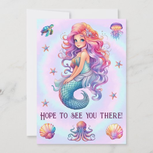 スプラッシュマーメイドパステル誕生日パーティーをする 招待状 (裏面)