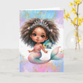 スプラッシュマーメイドパーティープレーン誕生日カード カード (黄色い花)