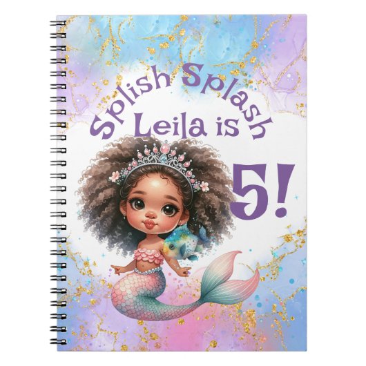 スプラッシュマーメイドパーティー誕生日メモリ帳 ノートブック (正面)