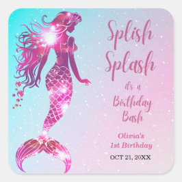 スプラッシュマーメイドベビーガール1st誕生日 スクエアシール