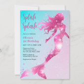 スプラッシュマーメイドベビーガール1st誕生日 招待状 (正面)