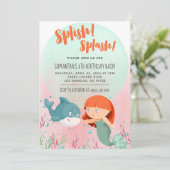 スプラッシュマーメイド誕生日バッシュ招待状 招待状 (スタンド正面)