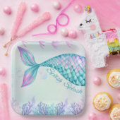 スプラッシュマーメイド誕生日バッシュ9インチプレート ペーパープレート (パーティー)