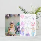 スプラッシュマーメイド誕生日写真招待状 招待状 (スタンド正面)