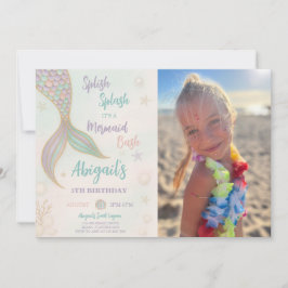 スプラッシュマーメイド誕生日写真招待状 招待状