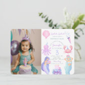 スプラッシュマーメイド誕生日写真招待状 招待状 (スタンド正面)