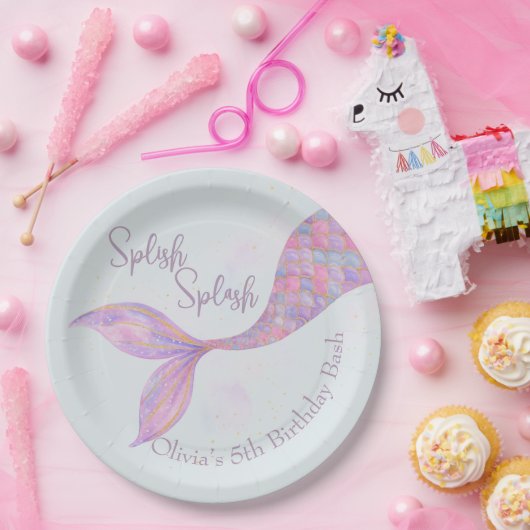 スプラッシュマーメイド誕生日紙プレート ペーパープレート (パーティー)