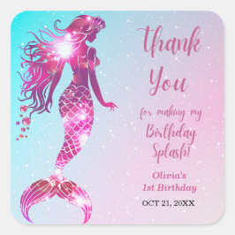 スプラッシュマーメイド1st誕生日ありがとう スクエアシール