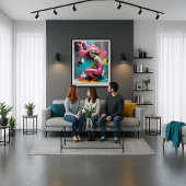 スプラッシュモダンカラーのメスポートレート キャンバスプリント