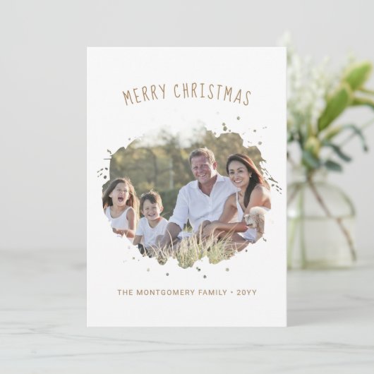 スプラッシュモダンパーソナライズされたフォトクリスマス シーズンカード (スタンド正面)