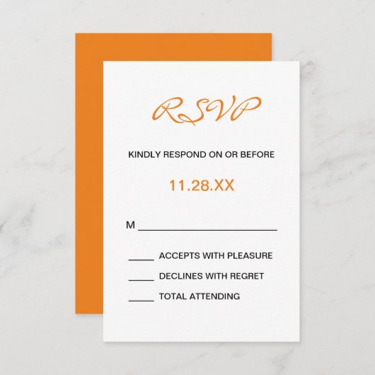 スプラッシュモノグラムウェディングRSVP 出欠カード (正面/裏面)