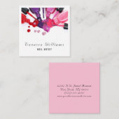 スプラッシュユニークカラフル爪、 ネイルポーランドアーティスト スクエア名刺 (正面/裏面)