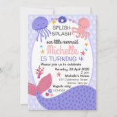 スプラッシュリトルマーメイド誕生日パーティー 招待状 (正面)