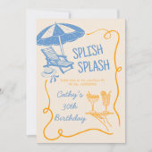 スプラッシュ予測できなサマーカクテル誕生日 招待状 (正面)