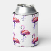 スプラッシュ付きフラミンゴ：水彩パターン。 缶クーラー (缶正面)