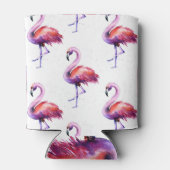 スプラッシュ付きフラミンゴ：水彩パターン。 缶クーラー (裏面)