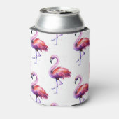 スプラッシュ付きフラミンゴ：水彩パターン。 缶クーラー (缶裏面)