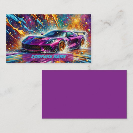 スプラッシュ付き紫のカラフル散形跡 名刺 (正面/裏面)