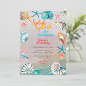 スプラッシュ夏のビーチ誕生日パーティー 招待状 (スタンド正面)