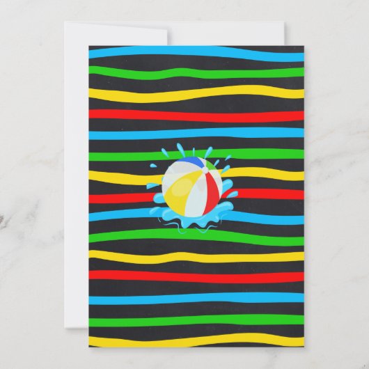 スプラッシュ水スライド誕生日の原色 招待状 (裏面)