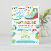 スプラッシュ水スライド誕生日の原色 招待状 (スタンド正面)