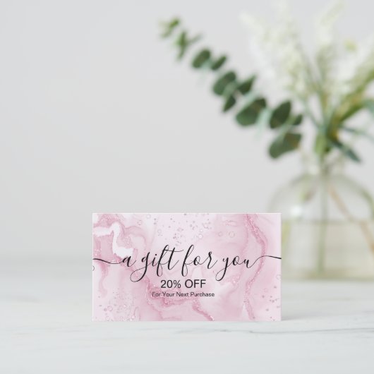 スプラッシュ液体グリッターピンクマーブル 割引カード (スタンド正面)