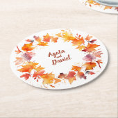 スプラッシュ秋の水パーソナライズされた結婚:コースター ラウンドペーパーコースター (アングル)