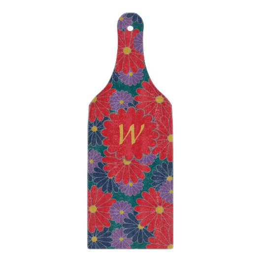 スプラッシュ秋フローラガラス切断板 カッティングボード (正面)