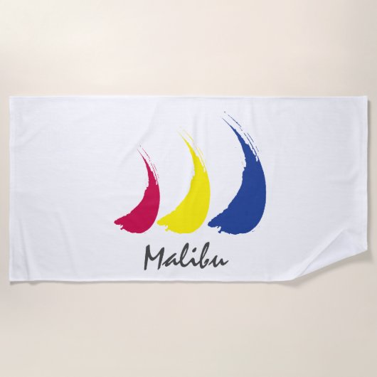 スプラッシュ絵を描セイル_The-Wind_Malibu ビーチタオル (正面)