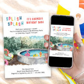 スプラッシュ誕生日バッシュキッズウォーターパーティー 招待状