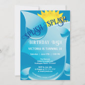 スプラッシュ誕生日バッシュパーティの招待状 招待状 (正面)