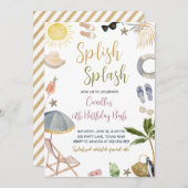 スプラッシュ誕生日パーティー 招待状 (正面/裏面)