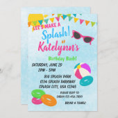 スプラッシュ誕生日招待状 招待状 (正面/裏面)