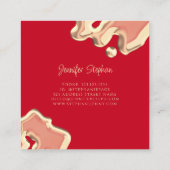 スプラッシュ金ゴールドポエレガントリッシュモダン爪、 ネイル赤 スクエア名刺 (裏面)