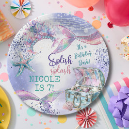 スプラッシュ魔法メルメイド誕生日バッシュ ペーパープレート